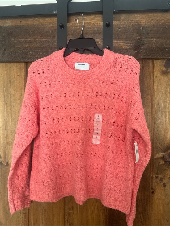 Old Navy Sweaters - Old Navy Pink Openwork Crewneck Sweater